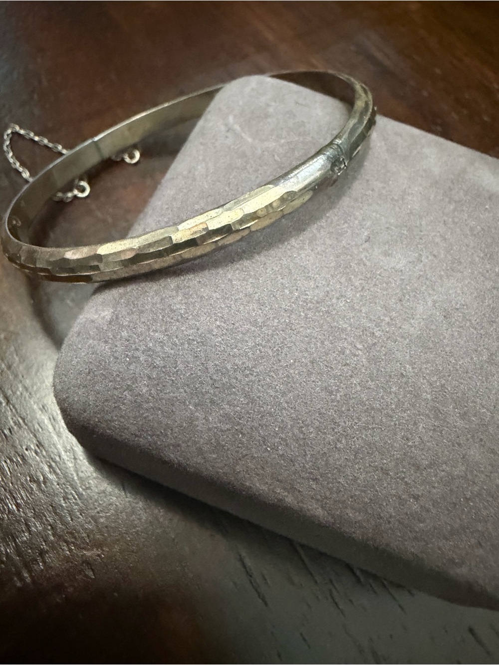 Classic Hammered Sterling Silver  Hinged Bangle Bracelet